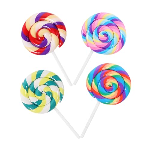FUNNETOYU 4 Stück Große Bunte Lutscher deko Realistische Fake Lollipop Requisiten für Party Fotokabinen und DIY Bastelprojekte Farbenfrohe Candy Szene Dekoration von FUNNETOYU