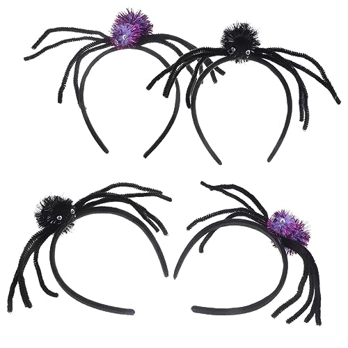 FUNNETOYU 4 Stück Halloween Spinnen Stirnbänder Vielseitige Haarreifen als Fotorequisit Schwarz und für Halloween Partys und Cosplay Dekoration von FUNNETOYU