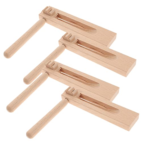 FUNNETOYU 4 Stück Holz Kastagnetten Manuelle Dreh Ratsche für Pädagogisches Musikinstrument Frühkindliche Musikförderung Geräuschmacher für Aktivitäten und Spiele von FUNNETOYU