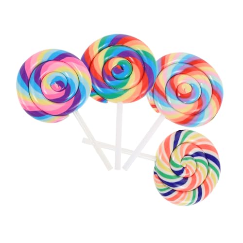 FUNNETOYU 4 Stück Lutscherpuppe Lutscher Für Zuckerstangen Mini-lutscher Simulationsbonbon-Foto-Requisiten Lutscherdekorationen Lutscher-anhänger Süßigkeiten Requisiten Harz von FUNNETOYU