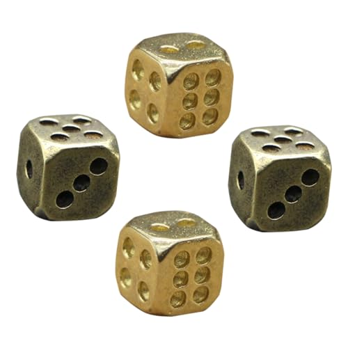 FUNNETOYU 4 Stück Messing Würfel Dekorative Dice für Nachtclubs Bars und Haushalte Verarbeitet Zufällige Farben Stilvolle Spielrequisiten für Partys und Zusammenkünfte von FUNNETOYU