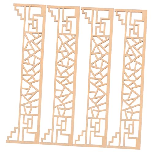 FUNNETOYU 4 Stück Miniatur Holzapplikationen Chinesische Architektur Modell Zubehör Handgefertigte Holzverzierungen für Puppenhaus Detailreiche Eckornamente Stabile Langlebige Dekoration von FUNNETOYU