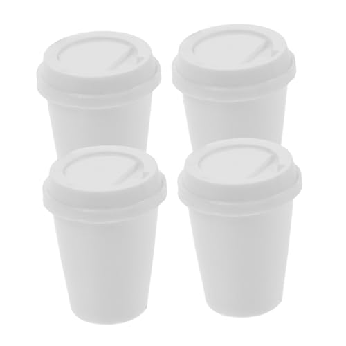 FUNNETOYU 4 Stück Miniatur Kaffee Tassen Puppenhaus Zubehör für Miniatur Szenen Süße Kleine Kunststoffbecher für Espresso für von Puppenhäusern von FUNNETOYU