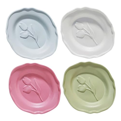 FUNNETOYU 4 Stücke Miniatur Untertassen Winzigen Platten Miniatur Küche Szene Requisiten Nordic Stil Puppenhaus von FUNNETOYU