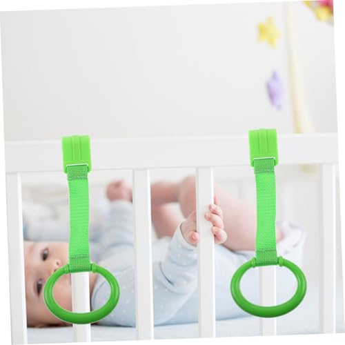 FUNNETOYU 4 Stück Pull Up Ringe Grün Laufgittergriffe zur Unterstützung Beim Stehen und Gehen Vielseitige Haltegriffe für Babybett Laufstall und Krippe Fördert Selbstständigkeit und von FUNNETOYU