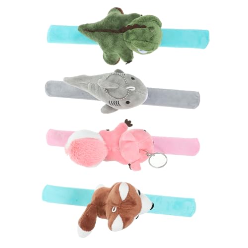 FUNNETOYU 4 Stück Schnapparmbänder mit Tiermotiven Plüsch Handgelenkband Bequem Kindergeburtstag Party von FUNNETOYU
