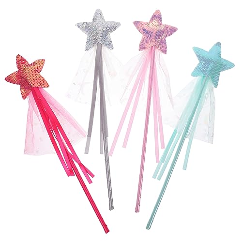 FUNNETOYU 4 Stück Teiliges Feenstäbe für Mädchen Glitzernde Sternenzauberstäbe für Geburtstagsfeiern Halloween und Cosplay in Rosa Silber und Grün FUNNETOYU 4 Stück Teiliges Feenstäbe für Mädchen Glitzernde Sternenzauberstäbe für Geburtstagsfeiern Halloween und Cosplay in Rosa Silber und Grün von FUNNETOYU