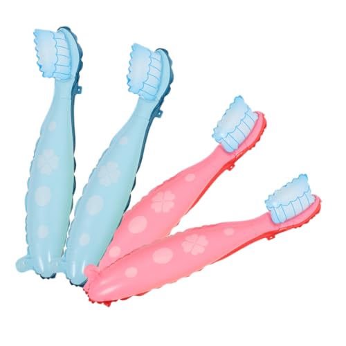FUNNETOYU 4 Stück Teiliges Großes Zahnbürsten Folienballon Rosa und Blau Bunte Kinderballons zur Zahnputz Dekoration Spielerisch Zahnreinigung Lernen Partydeko für Geburtstage und von FUNNETOYU
