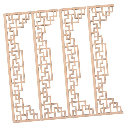 FUNNETOYU 4 Stück Teiliges Holzapplikationen Chinesische Architekturbalken Holz Onlays für Puppenhaus Dekoration DIY Sandtisch Zubehör Stabile Holzverzierungen von FUNNETOYU