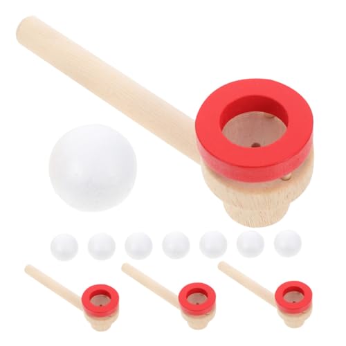 FUNNETOYU 4 Stück Teiliges Holzspielzeug Schwebe blasball Spielset für Erwachsene Fördert Atemkontrolle Gleichgewicht und Sprachtherapie Partyspiel und für Jungen und Mädchen von FUNNETOYU