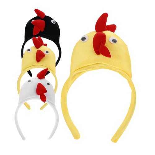 FUNNETOYU 4 Stück Teiliges Hühner Stirnband Set aus Lustige Tierhaarreifen für Erwachsene Geeignet für Halloween Dschungelpartys und Kostüm Feiern Hahn Küken Schwarzem und Weißem Huhn von FUNNETOYU