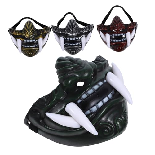FUNNETOYU 4 Stück Teiliges Japanische Theatermasken aus Stabilem Kunststoff Wiederverwendbare Halloween und Karnevalsmasken in Gold Grün Rot Silber Unisex für Party Cosplay FUNNETOYU 4 Stück Teiliges Japanische Theatermasken aus Stabilem Kunststoff Wiederverwendbare Halloween und Karnevalsmasken in Gold Grün Rot Silber Unisex für Party Cosplay von FUNNETOYU