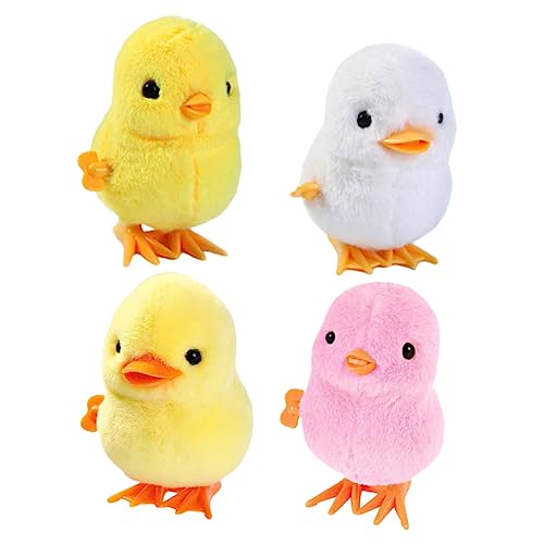 FUNNETOYU 4 Stück Teiliges Küken Aufziehspielzeug Kleine Hüpfende Hühner und Enten Batteriefrei Leichtes Kinderplüschtier für Ostern und Partyspaß Fördert Feinmotorik und Spielerische von FUNNETOYU