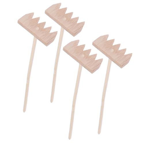 FUNNETOYU 4 Stück Teiliges Mini Bambus Rechen Leicht Glatt Poliert Zen Sandgarten Zubehör für Kreative Sandgestaltung und Meditation Kompakt für Sandtisch und Sandkasten Natürliche von FUNNETOYU