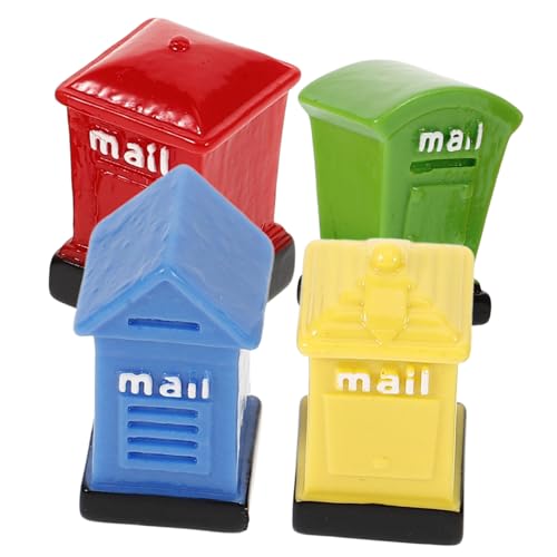 FUNNETOYU 4 Stück Teiliges Mini Briefkasten Deko aus Stabilem Harz Farbenfrohe Miniatur Postkästen für Puppenhaus Mikro Landschaft Tischdeko und Gartenornamente FUNNETOYU 4 Stück Teiliges Mini Briefkasten Deko aus Stabilem Harz Farbenfrohe Miniatur Postkästen für Puppenhaus Mikro Landschaft Tischdeko und Gartenornamente von FUNNETOYU