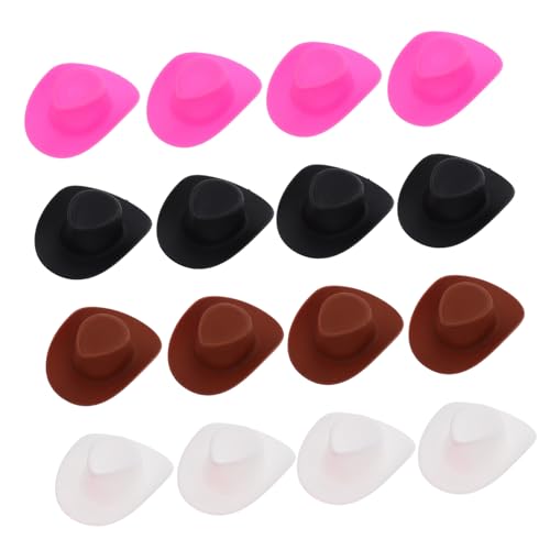 FUNNETOYU 4 Stück Teiliges Mini Cowgirl Hut für Puppen und Basteln Bunte Kleine Western Cowboy Hüte in Schwarz Glitzer und Dunkelbraun Niedliche Accessoires für Junge Mädchen und Puppen von FUNNETOYU