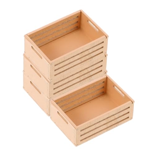 FUNNETOYU 4 Stück Teiliges Mini Holzkorb für Puppenhaus Handgefertigte Miniatur Aufbewahrungskörbe aus Holz Dekorative Puppenhaus Accessoires für Mini Haus Einrichtung und Sammler von FUNNETOYU