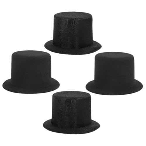FUNNETOYU 4 Stück Teiliges Mini Zylinderhut aus Robustem Leichte DIY Schneemann Mütze Langlebig Handgefertigte Mini Hut Deko für Puppen und Bastelprojekte Schwarz von FUNNETOYU