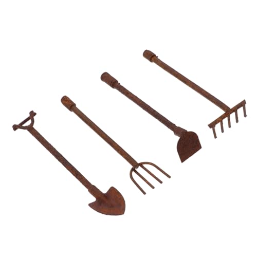 FUNNETOYU 4 Stück Teiliges Miniatur Gartenwerkzeug Set aus Rostfreiem Antike Mini Gartengeräte für Puppenhaus Mikro Landschaft Deko für Feengarten und Kleine von FUNNETOYU