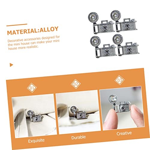 FUNNETOYU 4 Stück Teiliges Miniatur Kamera Modell Realistische Retro Kameras Dekorative Miniatur Puppenhaus Accessoires für Tiny House Langlebiges Material für Mikro Landschaft und Foto von FUNNETOYU