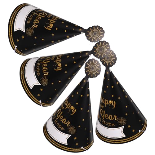 FUNNETOYU 4 Stück Teiliges Neujahrs-party Kegelhut aus Papier Dekorative Silvester-kopfbedeckungen mit Filigranen Details Vielseitig Einsetzbar als Foto-requisiten und Feieraccessoires für von FUNNETOYU