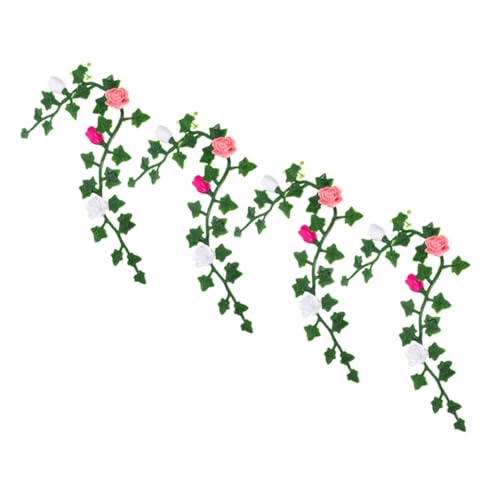 FUNNETOYU 4 Stück Teiliges Puppenhaus Blumenranke Künstliche Rosen Hängegirlande Flexible Miniatur Blumenreben für Puppenhaus Dekoration Vielseitig Einsetzbar für Mini Gärten und von FUNNETOYU