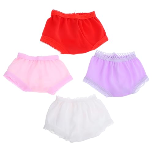 FUNNETOYU 4 Stück Teiliges Puppenunterwäsche für Puppen Weiche Leichte Unterhosen Weiß Rot und Spielaccessoires für Fantasievolles von FUNNETOYU