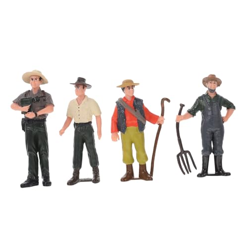 FUNNETOYU 4 Stück Teiliges Realistische Bauernhof Figuren aus Robustem Material Detailreiche Miniaturmodelle für Mikrolandschaften und Dekorationen Verschiedene Posen und Kleidung für von FUNNETOYU