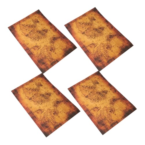 FUNNETOYU 4 Stück Teiliges Schatzsuche Spielkarten Vintage Piratenmotiv Papier Schatzkarten für Abenteuer Familienspiele Partydeko und Interaktives Lernen von FUNNETOYU
