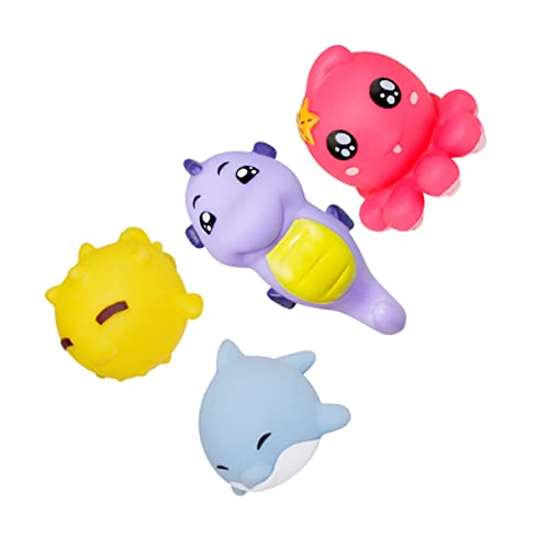 FUNNETOYU 4 Stück Teiliges Set Cartoon Badewannenspielzeug für Lustige und Quitschende Tierformen Sichere und Leichte Badespielzeuge für Kleinkinder Bunten Farben von FUNNETOYU