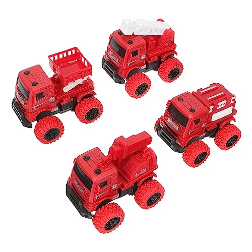 FUNNETOYU 4 Stück Teiliges Set Feuerwehrspielzeug mit Reibungsantrieb Kinderspielzeug Feuerwehrfahrzeug Modell für Kreatives und Soziale Interaktion von FUNNETOYU
