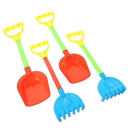 FUNNETOYU 4 Stück Teiliges Set Strandspielzeug Robuste Schaufeln und Rechen mit Griff für Sand und Schneegrabungen für Sandkasten Zufällige Farbe Zufällige Farbe von FUNNETOYU