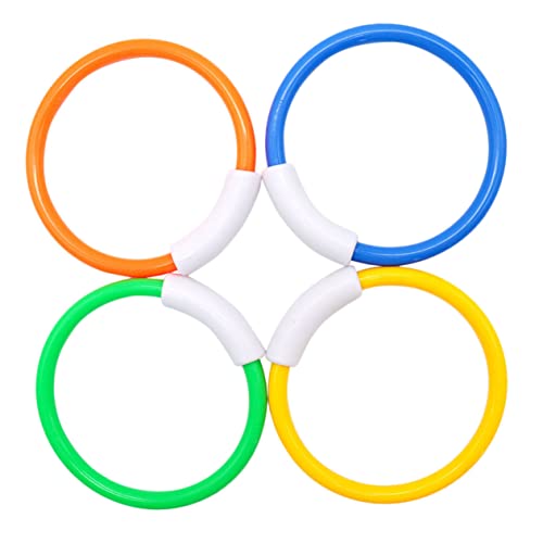 FUNNETOYU 4 Stück Teiliges Tauchring aus Hochwertigem Kunststoff Sichere Wasserspielzeuge mit Glatter Oberfläche Bunte Schwimmringe für Pool Training und Unterwasser Spaß Zufällige Farbe von FUNNETOYU
