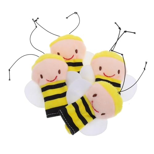 FUNNETOYU 4 Stück Weiche Plüsch Fingerpuppen Teilig Bienen Handgefertigt Kuscheliges Stoffspielzeug für Kleinkinder Frühkindliche und Rollenspiel FUNNETOYU 4 Stück Weiche Plüsch Fingerpuppen Teilig Bienen Handgefertigt Kuscheliges Stoffspielzeug für Kleinkinder Frühkindliche und Rollenspiel von FUNNETOYU