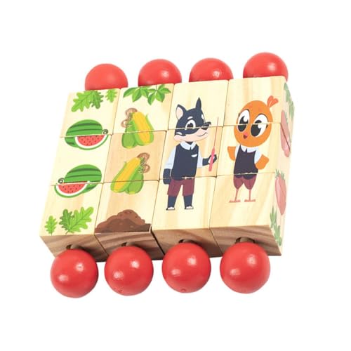 FUNNETOYU 4 Stück bausteine ​​für tierpuzzle holzspielzeug Pädagogisches Educational Toys Rotierende Stereo-Puzzle pädagogisches rotierendes hölzern von FUNNETOYU