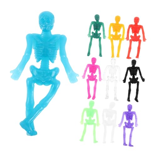 FUNNETOYU 40 Stück Mini Elastische Skelett Figuren TPR Gummi Halloween Streiche Wandklebend Kompakt Leicht Tragbar Für Partyspaß von FUNNETOYU