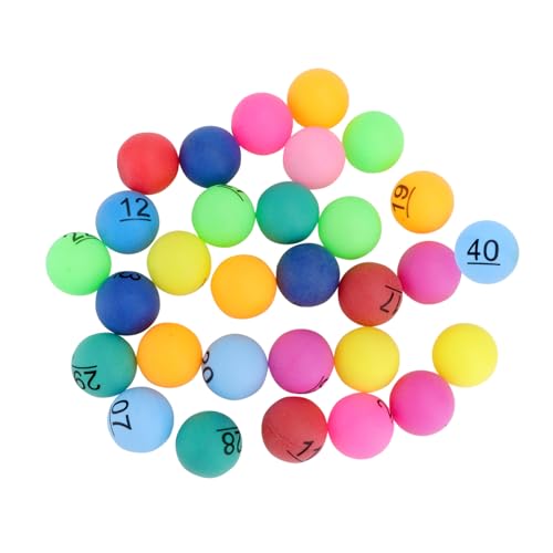 FUNNETOYU 40 Stück Teiliges Bunte Nummerierte Bingo und Pong Bälle Langlebige Kunststoffkugeln Ø Leichte Raffle und Ziehungsbälle für Party Kindergarten Geschäftseröffnung und Spielräume von FUNNETOYU