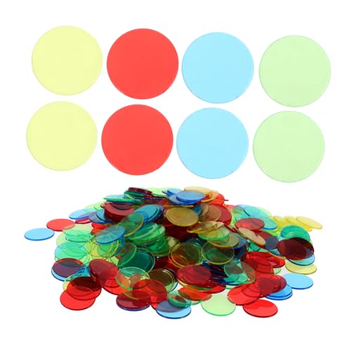 FUNNETOYU 400 Stück Bingo Chips Marker Kunststoff Farbige Spielsteine für Bingo Spielkarten Transparente Kunststoffchips für Unterricht und Karnevalsspiel von FUNNETOYU