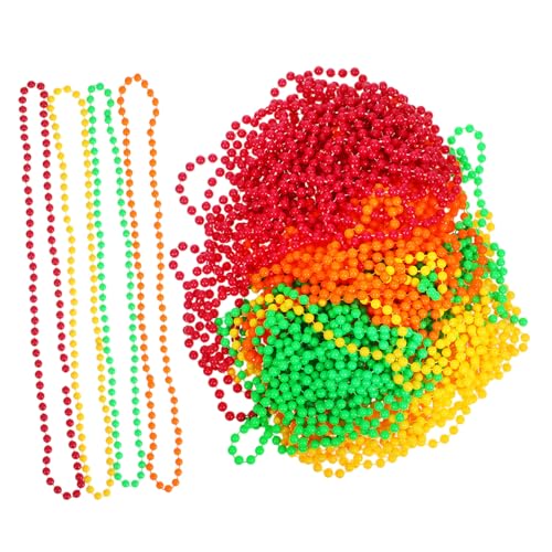FUNNETOYU 48 . Teiliges Neon Perlenkette aus Robustem Kunststoff Leichte Fluoreszierende Halsketten in Retro Design Bunte Party Accessoires für Karneval Mardi Gras Halloween und von FUNNETOYU