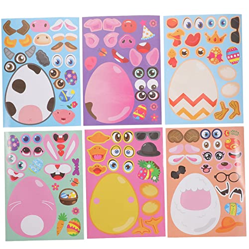 FUNNETOYU 48 Blatt Ostereier-aufkleberspielzeug Puzzlematte Cartoon-türaufkleber DIY-ostereieraufkleber Spiel-Puzzle-Aufkleber -Puzzle-Aufkleber Ostern-Puzzle-Aufkleber Papier von FUNNETOYU