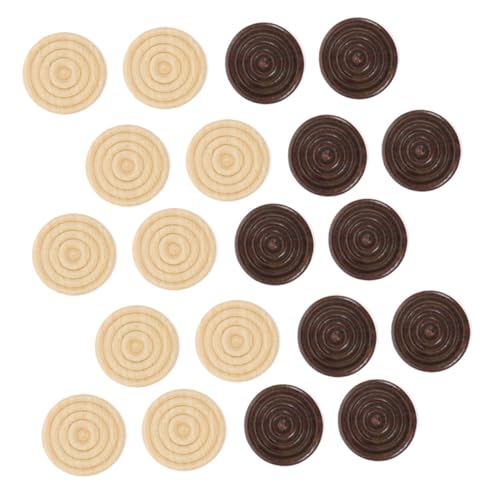FUNNETOYU 48 Stück Holzspielchips Schachbrett Camping Werkzeuge Rundes Spielzubehör Dame Spielchips Brettspielchips Brettspielzubehör Spiel Lernzubehör Reisespielchips von FUNNETOYU
