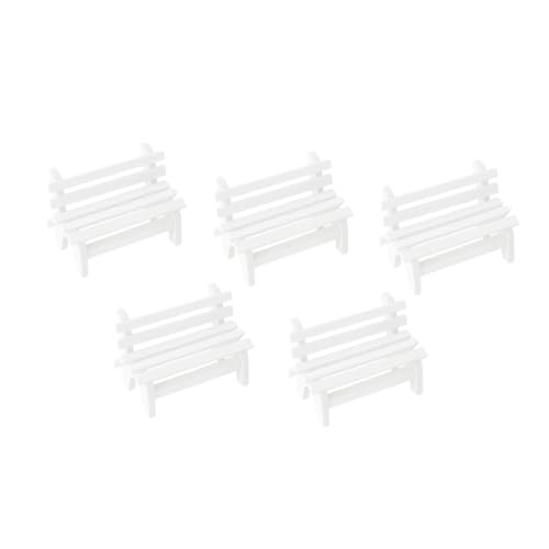 FUNNETOYU 5 Stück Kleine Holzstühle Und Bänke Miniatur Gartendekoration Für Draußen Miniatur Gartenzubehör Gartenornamente Für Draußen Garten Mini Stuhl Landschaftsdekoration Weiß von FUNNETOYU