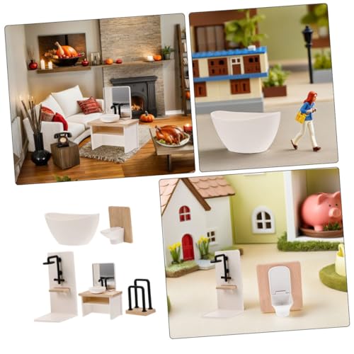 FUNNETOYU 5 Stück Puppenhaus Badezimmer Realistische Miniatur Badewanne Toilette Waschbecken Duschkabine Handtuchhalter Modernes Mini Badezimmer Möbel für Kreatives Rollenspiel FUNNETOYU 5 Stück Puppenhaus Badezimmer Realistische Miniatur Badewanne Toilette Waschbecken Duschkabine Handtuchhalter Modernes Mini Badezimmer Möbel für Kreatives Rollenspiel von FUNNETOYU