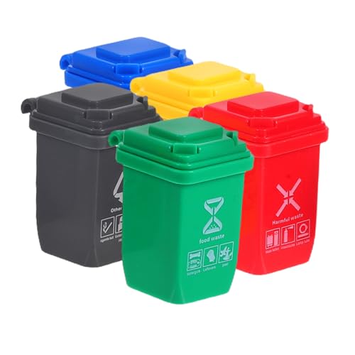 FUNNETOYU 5 Stück Puppenhaus Mini Sortiermülleimer Mini-puppenhaus Deckel Pop Vakuum Mini-papierkorb Mülleimer Für Auto Abfall Kleiner Schwingbehälter Müllbehälter Hängen Miniatur Abs von FUNNETOYU