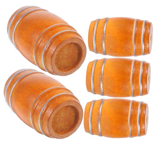 FUNNETOYU 5 Stück Teiliges Miniatur Holzfass Detailreiche Bierfass Figuren für Puppenhaus Bar Dekoration Handgefertigte Mini Wein und Bierfässer Stilvolle Mini Haus Accessoires für von FUNNETOYU