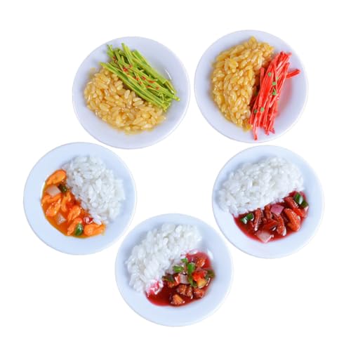 FUNNETOYU 5 Stück Teiliges PVC Spielküche Essen Realistisch Simuliertes Chinesisches Reismodell Kindgerechtes Küchenzubehör für Fantasievolles und Dekoration von FUNNETOYU
