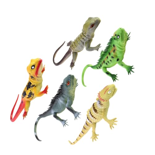 FUNNETOYU 5 Stück Teiliges Realistische Plastik eidechsen Figuren mit Soundfunktion Detailgetreue Tiermodelle für Dekoration Lernspielzeug und Schreibtischornamente und Langlebig von FUNNETOYU