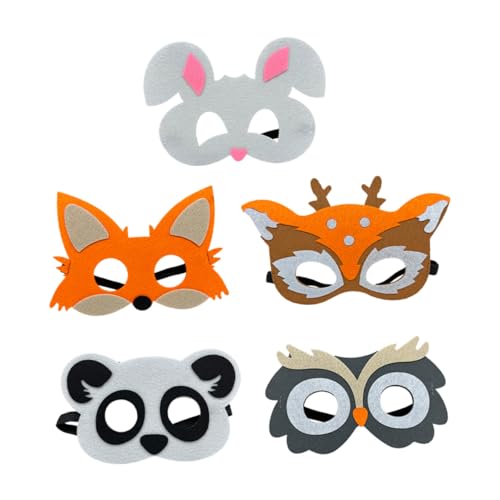 FUNNETOYU 5 Stück Teiliges Tierfilzmasken Panda Motiv Leicht Tragbar für Kostümparty Karneval Halloween Cosplay Verkleidungsspiel von FUNNETOYU