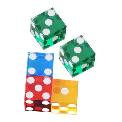 FUNNETOYU 5 Stück Teiliges Transparente Acryl Würfel mit Punkten Rechteckige Kanten Robust und Langlebig Geeignet als Party Accessoires Brettspiel und Wettwürfel Farblich Zufällige Farbe von FUNNETOYU