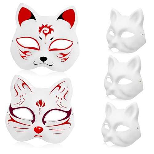 FUNNETOYU 5 Teiliges Katzenmasken zum Bemalen aus Papierpulp mit Elastischem Band Leere DIY Masken für Maskerade Halloween und Kostümparty Vielseitig und Einfach Anzupassen FUNNETOYU 5 Teiliges Katzenmasken zum Bemalen aus Papierpulp mit Elastischem Band Leere DIY Masken für Maskerade Halloween und Kostümparty Vielseitig und Einfach Anzupassen von FUNNETOYU